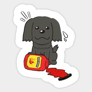 Funny Black Dog Spilled Hot Sauce Sticker